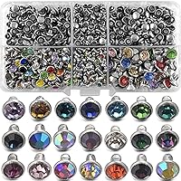 Vista 1 de 500 juegos de remaches de cristal de circonia cúbica de colores mezclados, remaches rápidos, remaches rápidos, tachuelas de color plateado
