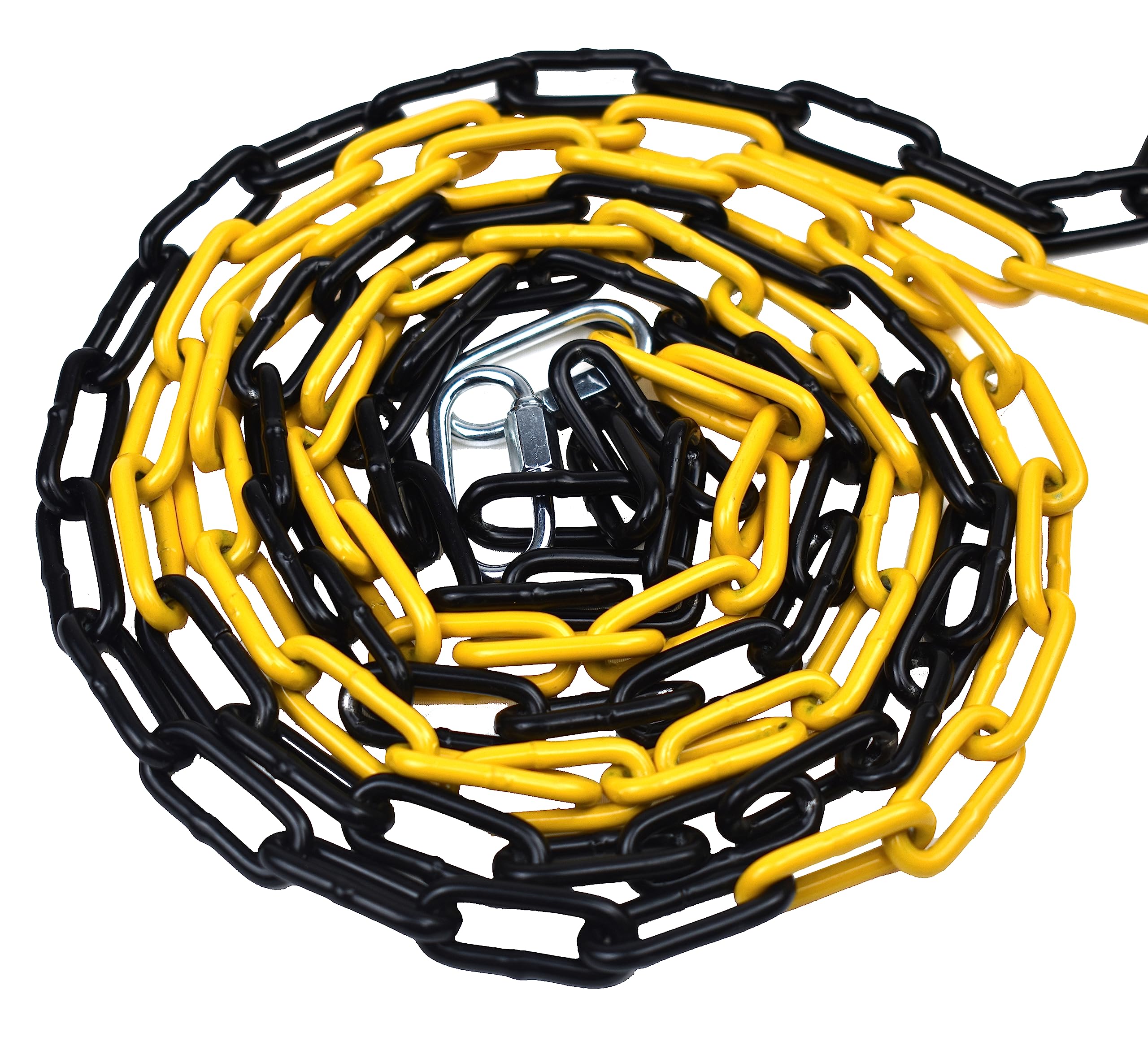 Chaîne de Signalisation en Métal avec 2 Boucles de Connexion - Jaune/Noir Diamètre de 4 mm - Chaîne de Barrière Chaîne de sécurité (10 Mètres)