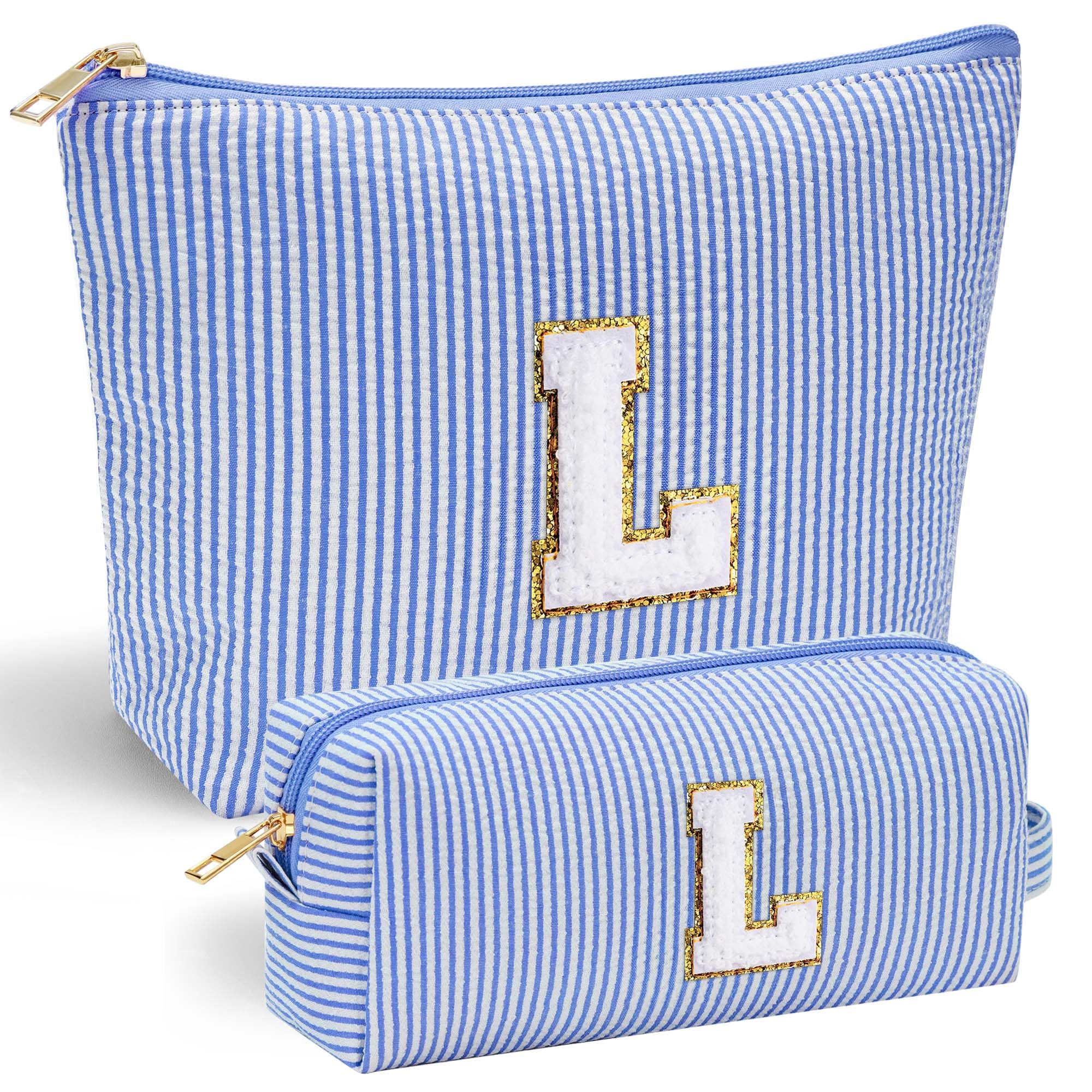 Parima Makeup Bag for Women Girl - Initial Make up Bags Gift for Girls Preppy Stuff Personalised Birthday Gifts for Women Gifts for Girl Womens Girlfriend Teenager Girls Gift Makeup Bag Initial L - 1