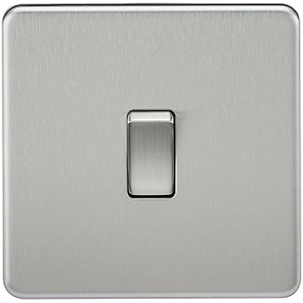 Knightsbridge SF2000BC Screwless 10 A 1-Gang 2 Way Switch, Brushed Chrome