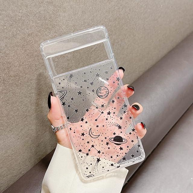 ZTOFERA Compatible with Google Pixel 6 Pro Clear Case, 6.71-Inch, Planet Sky Star Pattern Design Flexible Silicone Transparent Protective Bumper Case Soft Phone Cover for Google Pixel 6 Pro, Black Sky