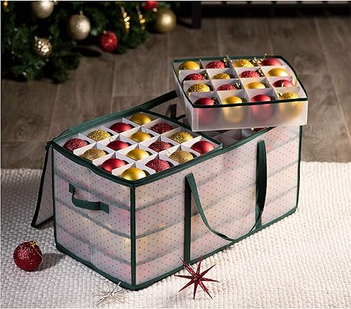 Miniatura 2 de Caja grande de almacenamiento de plástico para decoraciones navideñas con dos cierre de cremallera uno en cada cara
