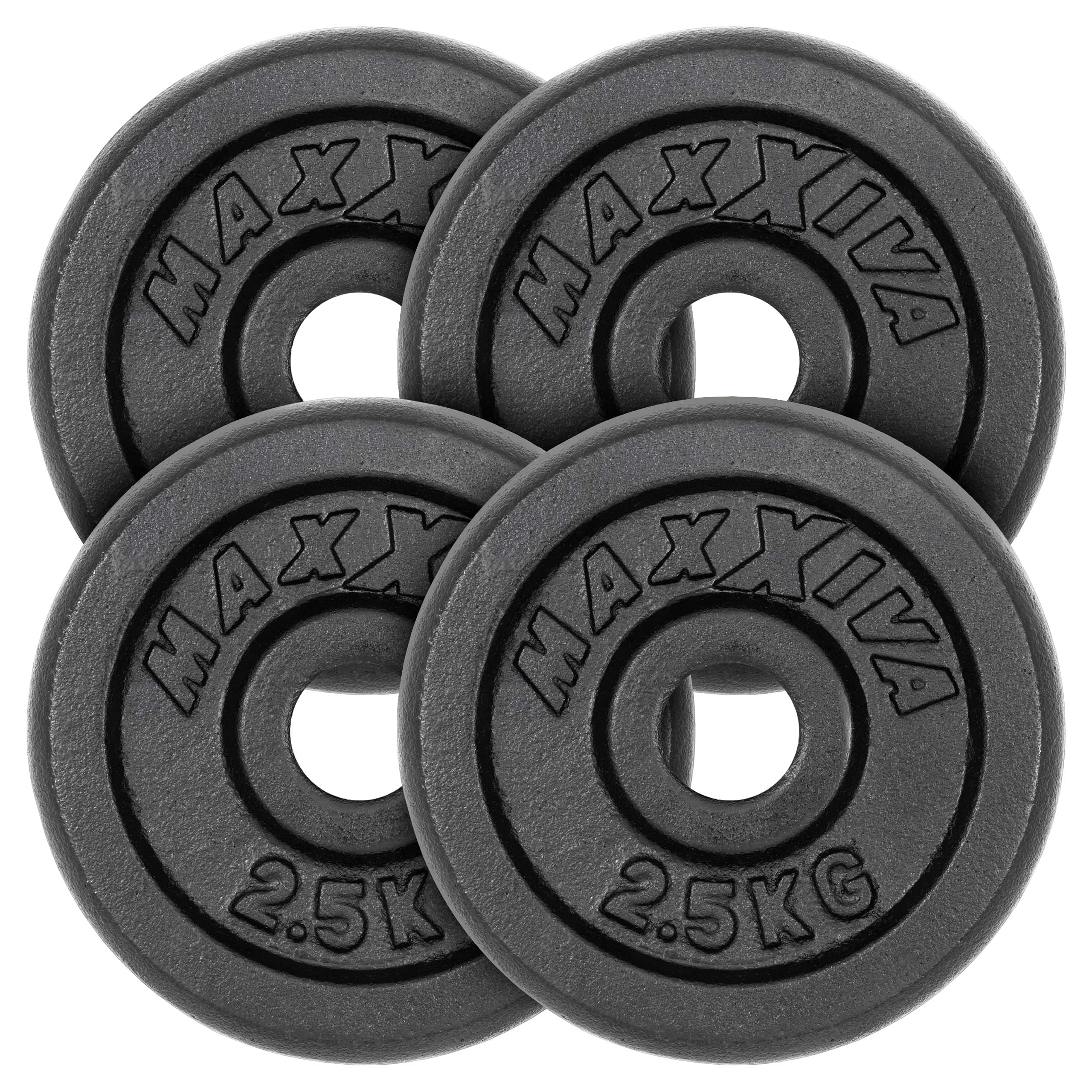 Hantelscheiben 4er Set Gewichtsplatte je 2,5 kg Gusseisen schwarz 10 kg Fitness Krafttraining Bodybuilding Workout Gewichtheben Reha