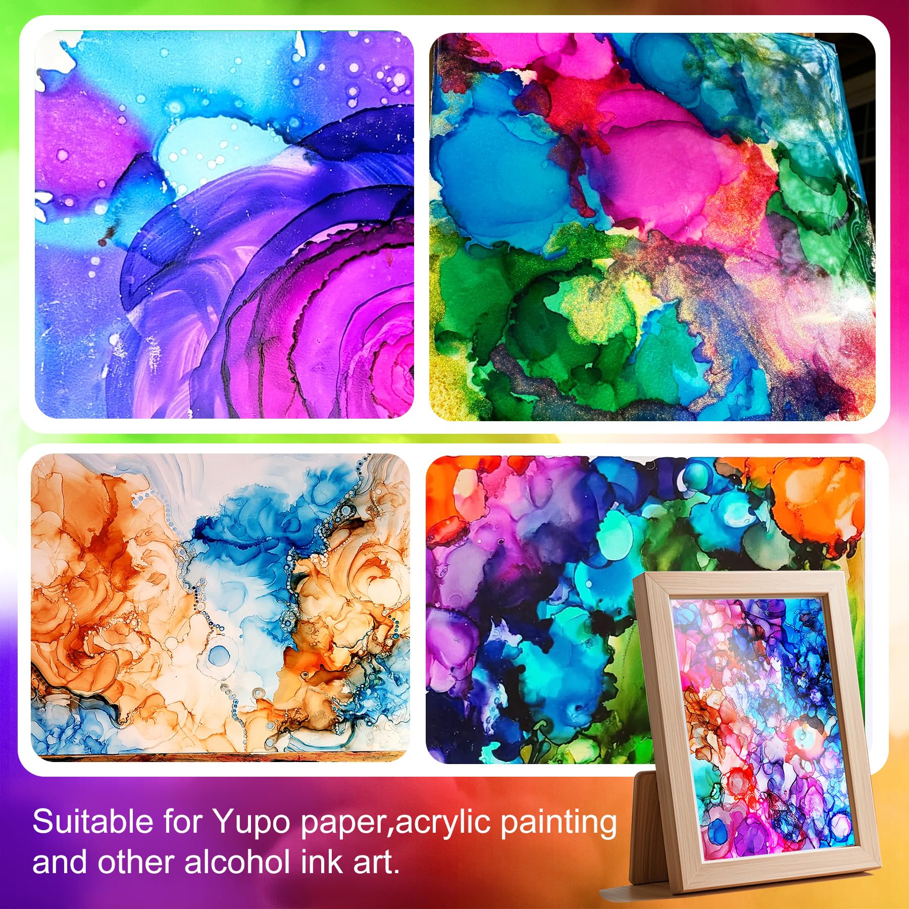 Alcohol Ink Set - 24 Colori Inchiostro Alcool per Pittura Resina Epossidica, Fabbricazione Capsule Petri di Resina - Colorante Alcolico Concentrata per Arte Resina, Bicchieri, Pittura - 24 x 10 ml