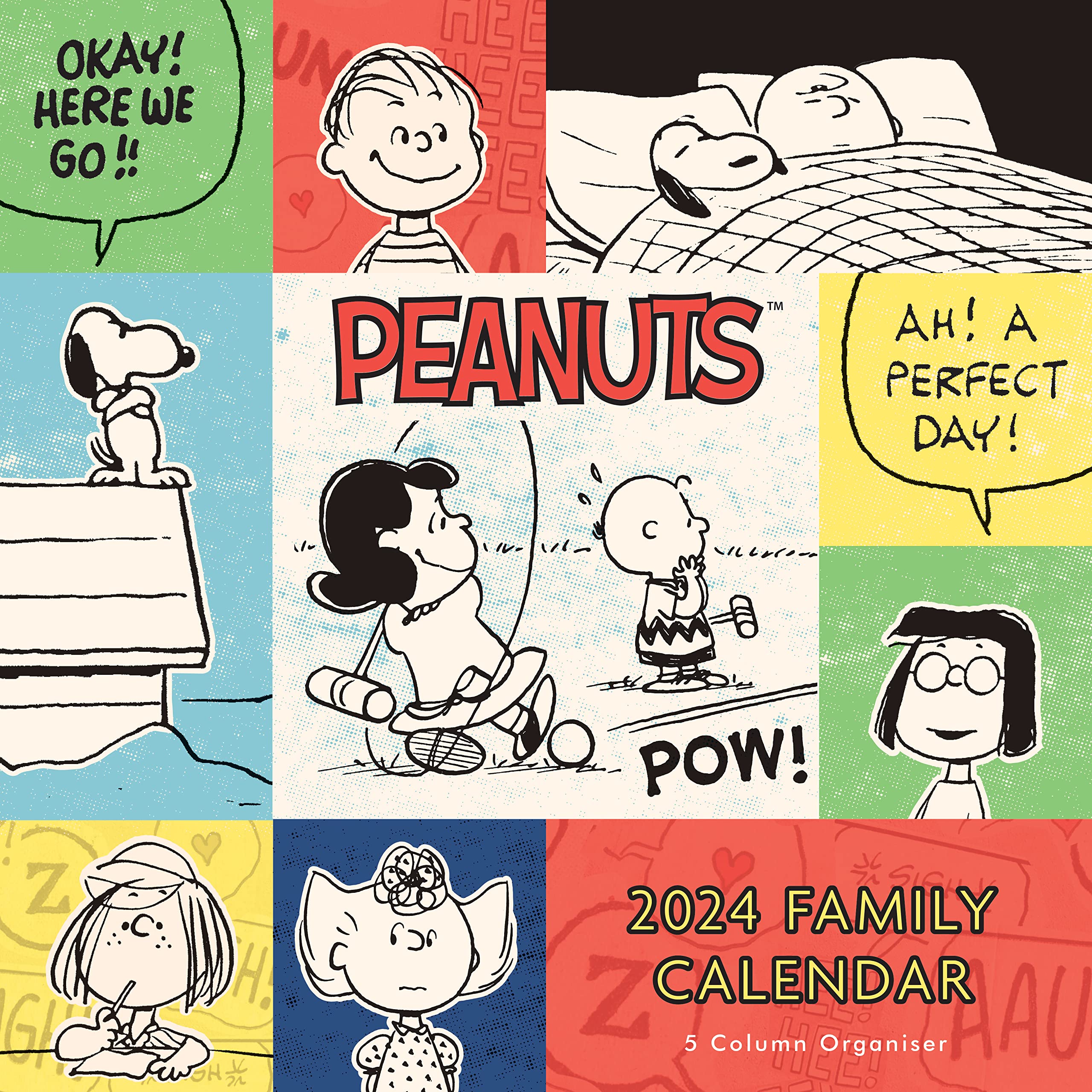 2025 Peanuts Square Family Wall Calendar - 5 Column Organizer With Snoopy & Friends