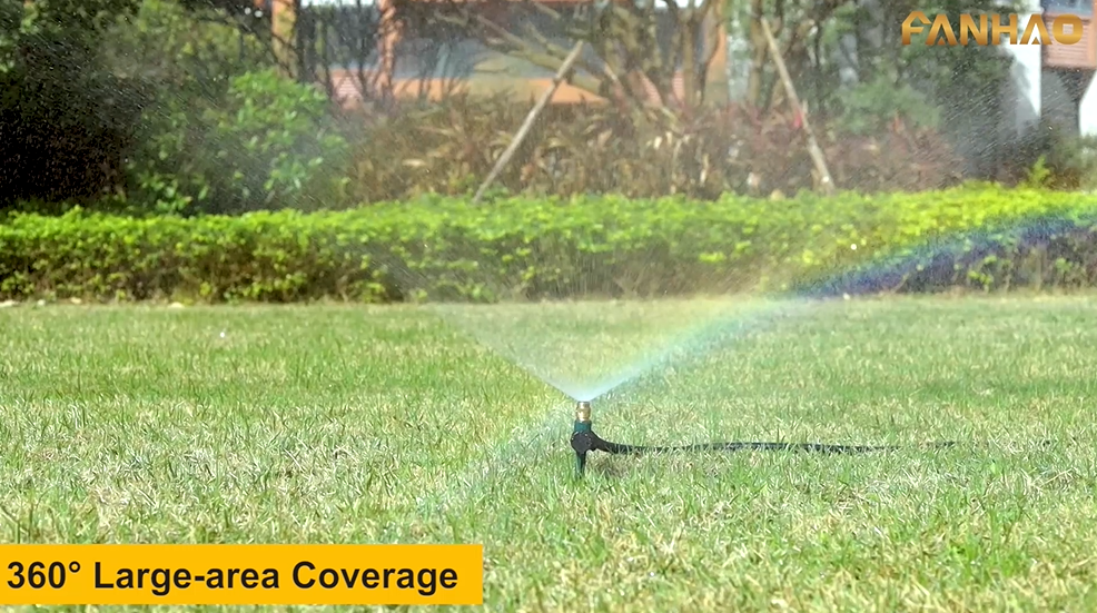 FANHAO Metal Lawn Sprinkler 2-Pack - Brass Adjustable Nozzle With Spike Base For 360° Garden Watering