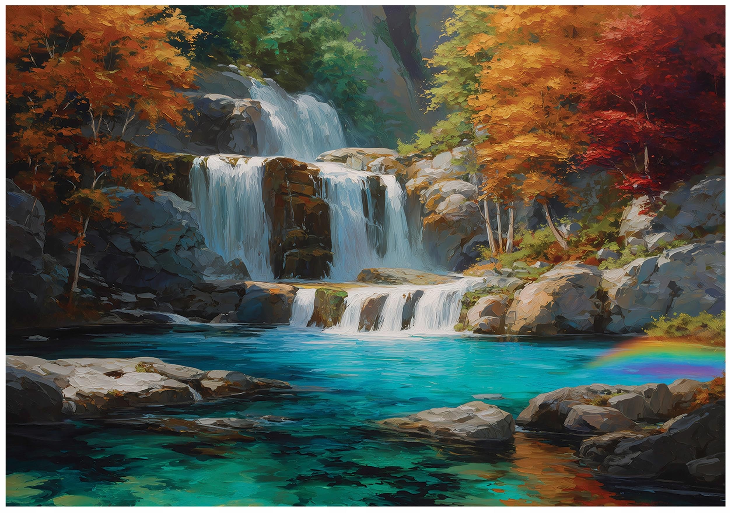 Wallarena Waterfall Blue Non-Woven Photo Wallpaper 300 X 210 Cm