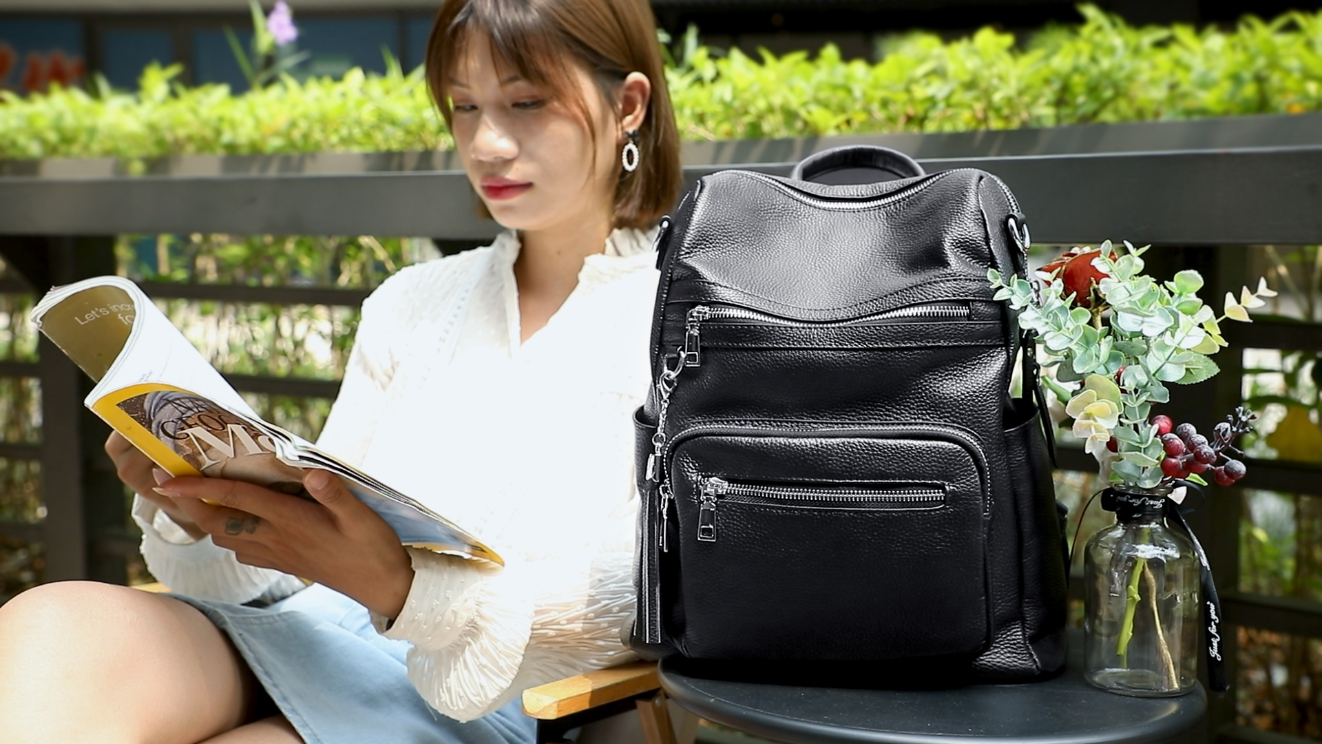 Genuine Leather Backpack for Women Soft Large Shoulder Bag