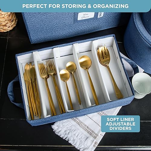 Miniatura 7 de Contenedores de almacenamiento de porcelana de carcasa dura, juego de 8 cajas móviles para vajilla, vasos, platos, tazas y platillos, organizador de