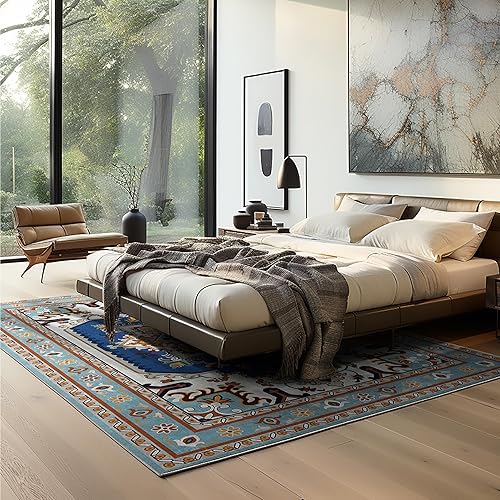 Miniatura 3 de SunNewt Alfombra ultrafina lavable de 8 x 10 pies para sala de estar, alfombra grande de terciopelo corto antideslizante de pelo bajo para comedor,