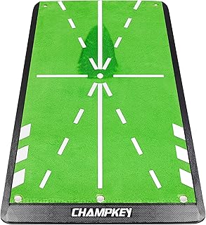 CHAMPKEY 8" x 17" Premium Impact Golf Mat Upgraded Version | Path Feedback Golf Practice Mat | Advanced Guides and Rubber Backing Golf Hitting Mat