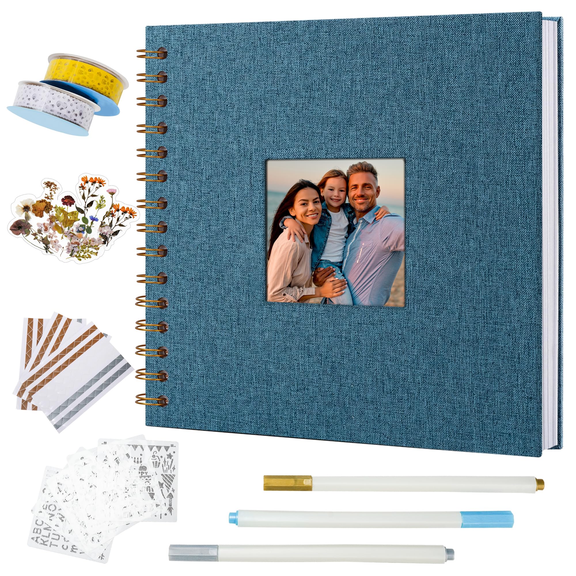 Vienrose Scrapbook Album - Linen Cover & Supplies -14