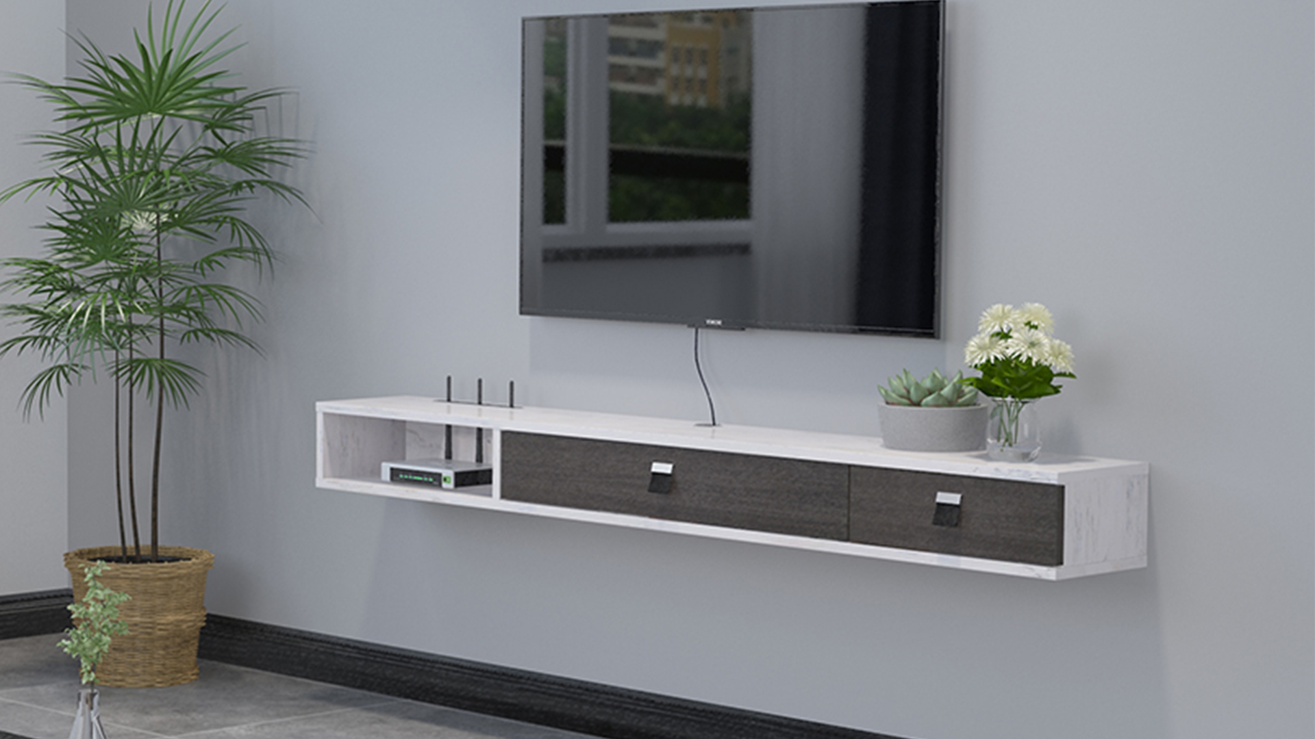 Floating TV Unit,Wall Mounted Floating TV Stand Media Console Wall TV