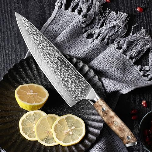 Miniatura 3 de SCOLE Cuchillo de chef de 8 pulgadas Damasco - Juego de 6 cuchillos para carne, azul (paquete de 2 artículos)