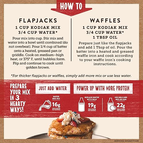 Vista 56 de Kodiak Cakes Protein Pancake Power Cakes, mezcla para hornear flapjack y waffle, chocolate negro, 18 onzas (paquete de 6)