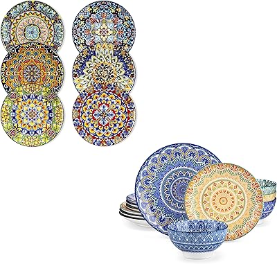 vancasso, série victoria, assiette cresues, 4 pièces, 4 couleurs, en porcelaine