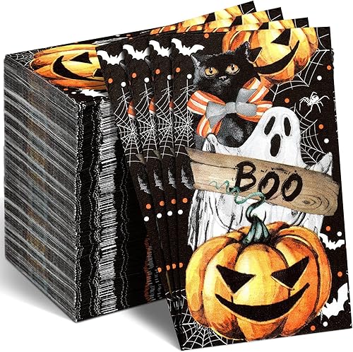 Miniatura 11 de Sinmoe 200 servilletas de papel de calabaza y hojas, toalla de mano desechable para baño, toalla de papel decorativo para invitados, cosecha