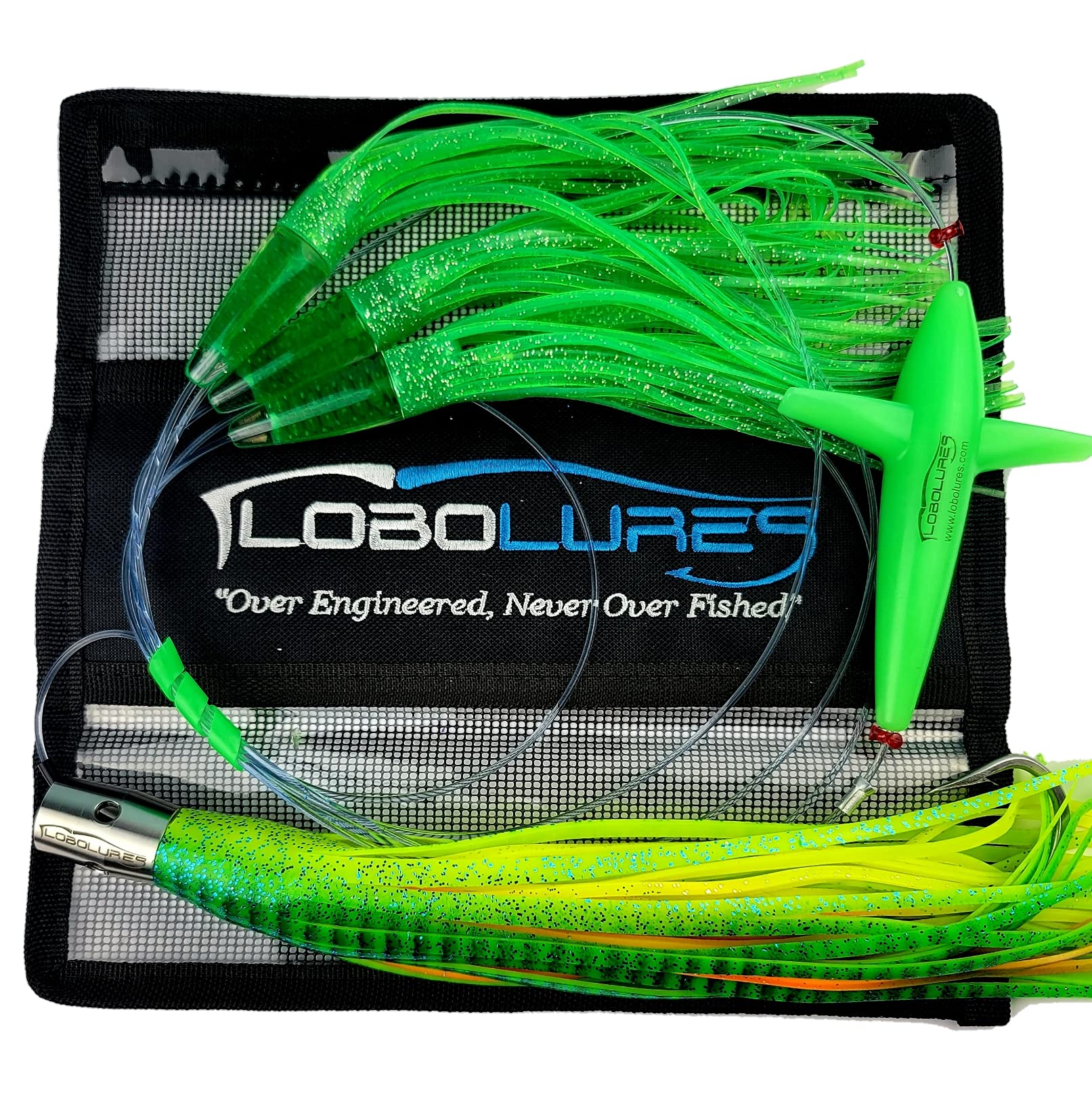 Lobo Lures#210 Green Machine Stainless Steel 13" Wahoo-Pro Jet Head Daisy Chain 10/0 Southern Tuna Hook Made in The USA (Green Zucchini)