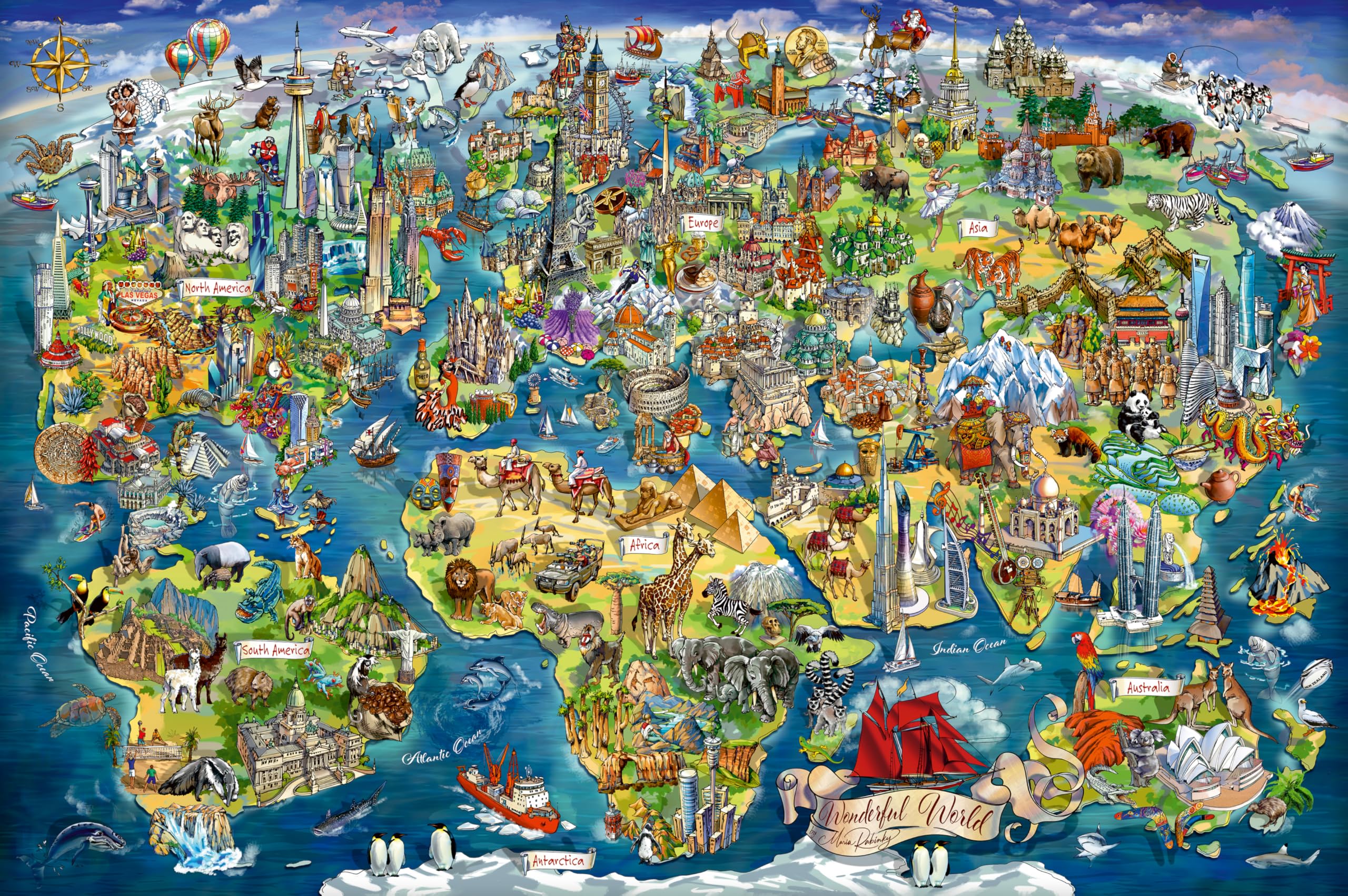 Ravensburger Illustrated World Map 5000 Piece Jigsaw Puzzle – Educational Puzzle for Adults & Kids, Premium Quality, Fun Family Activity
