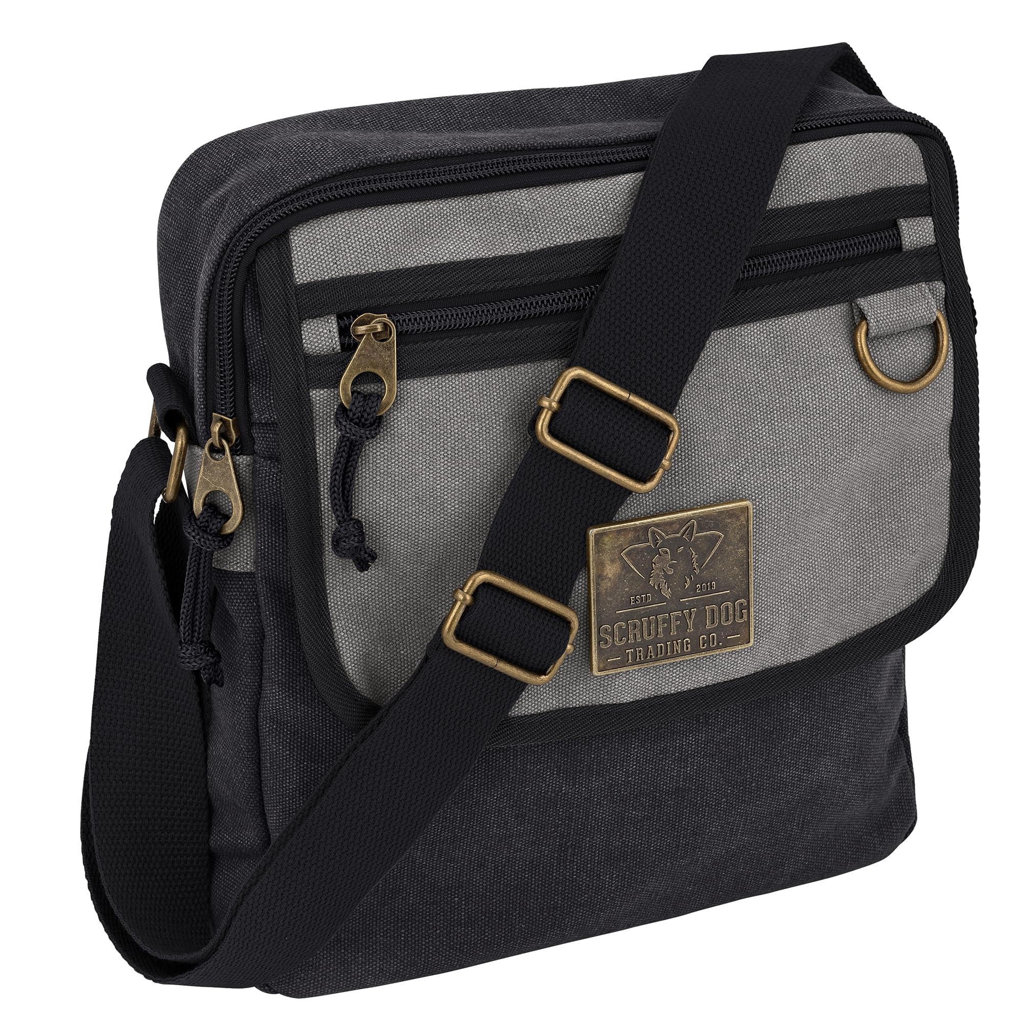 SCRUFFY DOG Crossbody Messenger Bag for Men and Women - Canvas Shoulder Bags with Adjustable Strap - Small - 11 inch