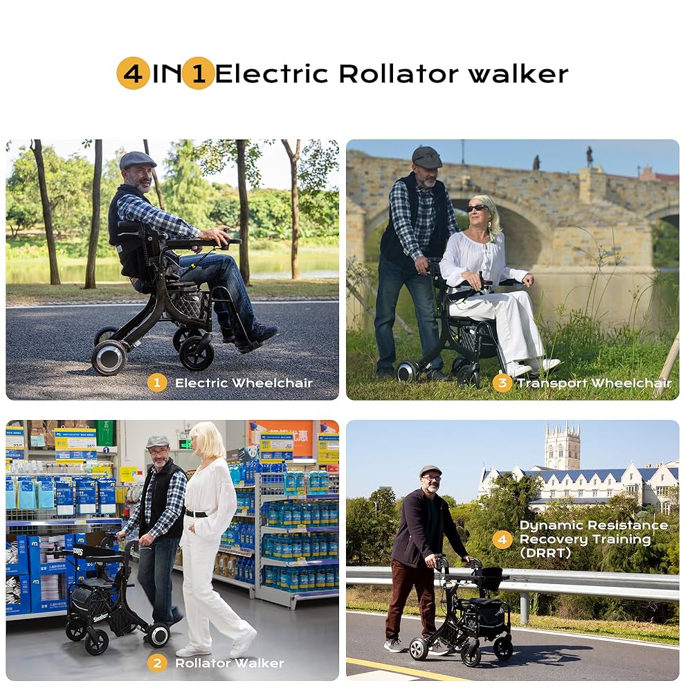 Amazon.com: ER-02 Sinceborn Rollator Walker with Seat 4 in 1