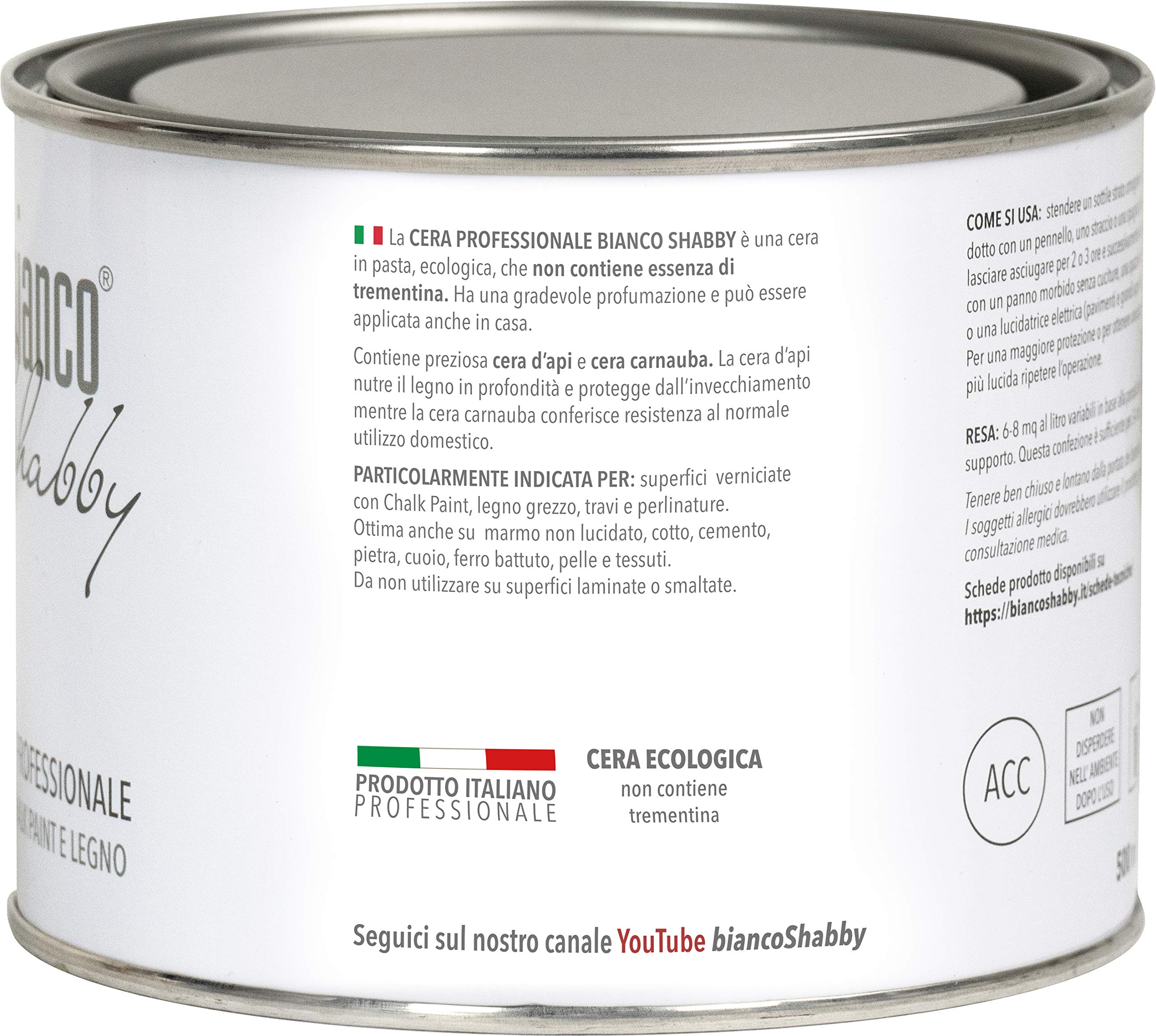 bianco Shabby Cera profesional transparente para decoración y restauración con cera de abeja y cera carnauba (500 ml) - 3