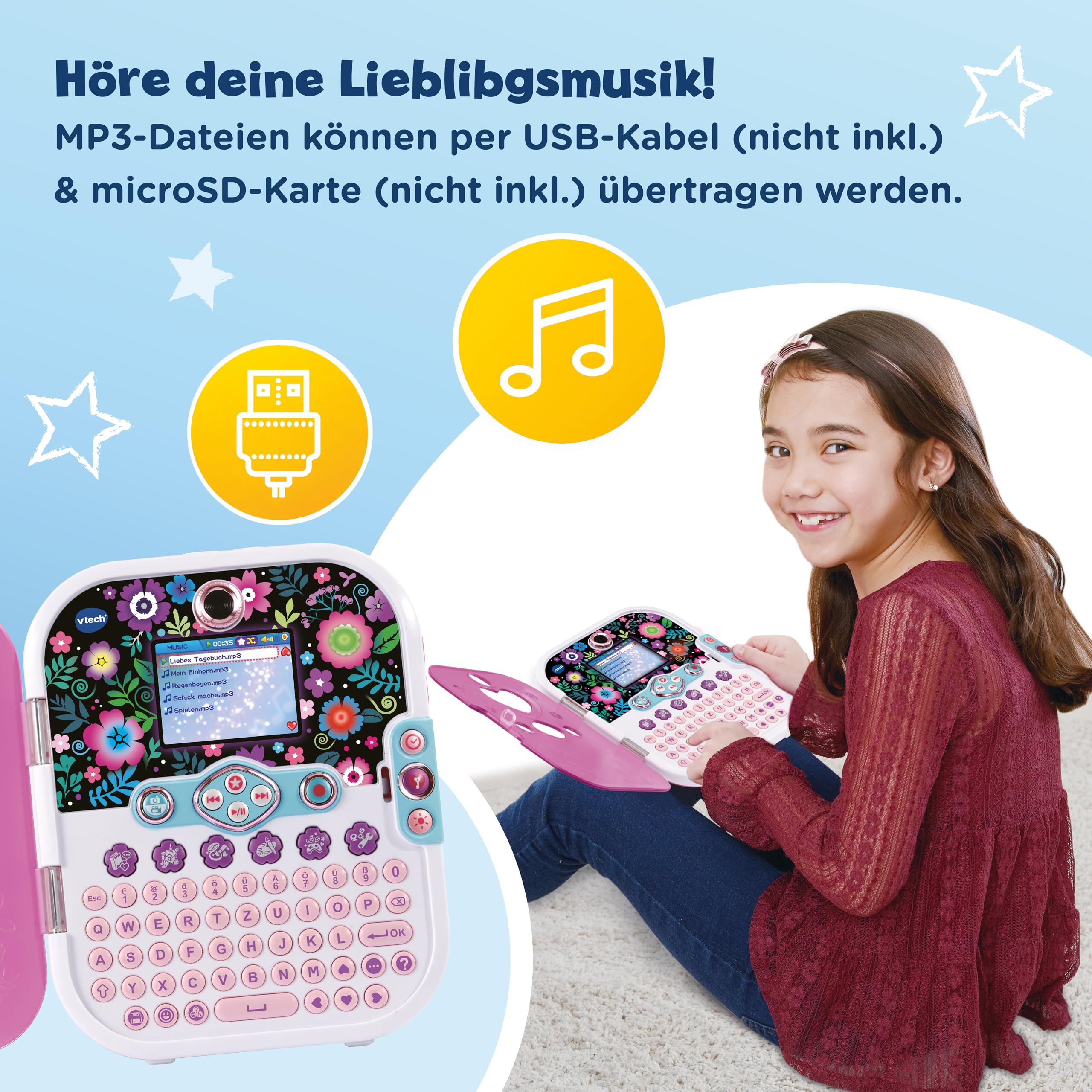 VTech Kidisecrets Selfie Music 2.0 - Kindertagebuch mit 2 Kameras