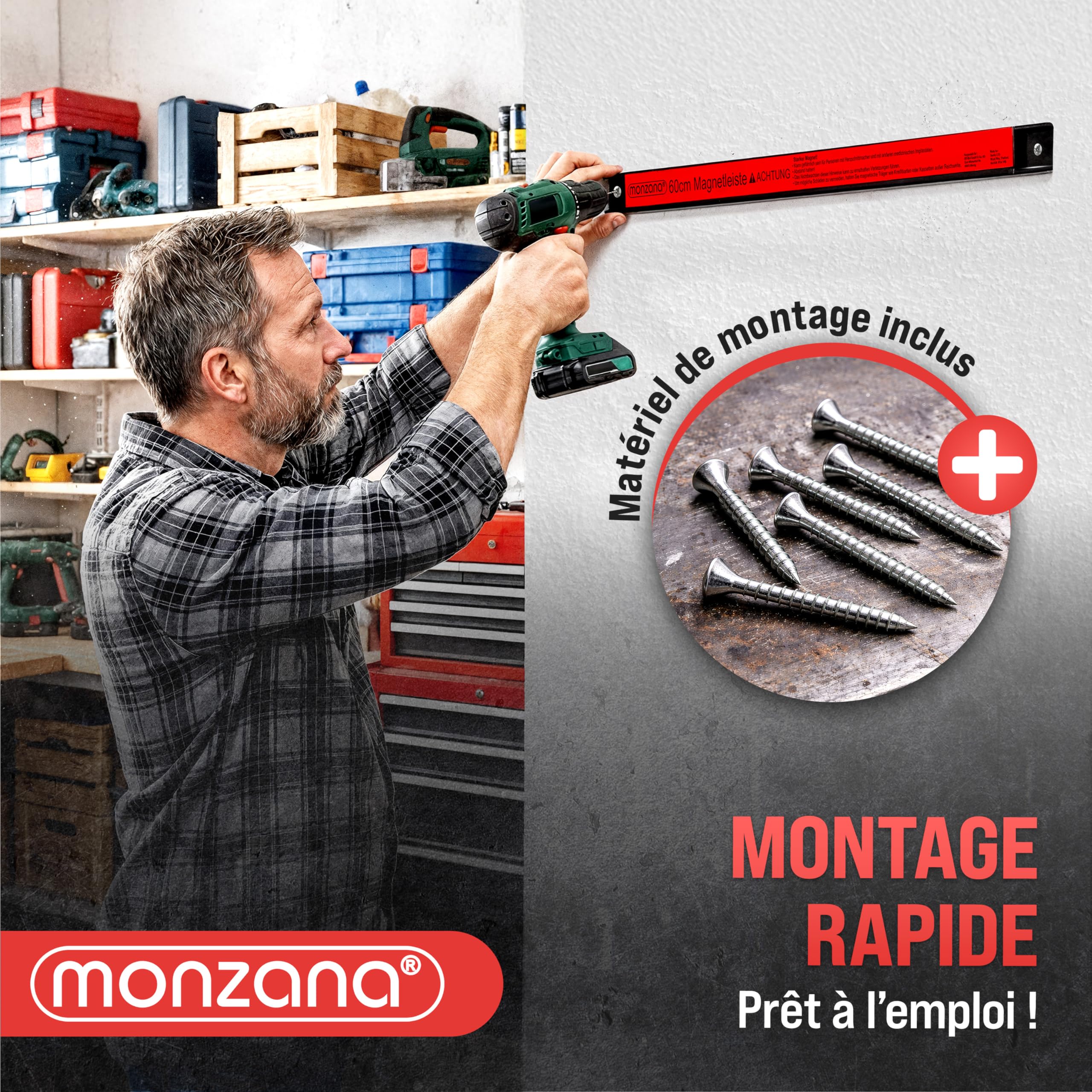 DEUBA® Barre magnétique pour outils 60 cm aimant puissant charge max. 23 kg