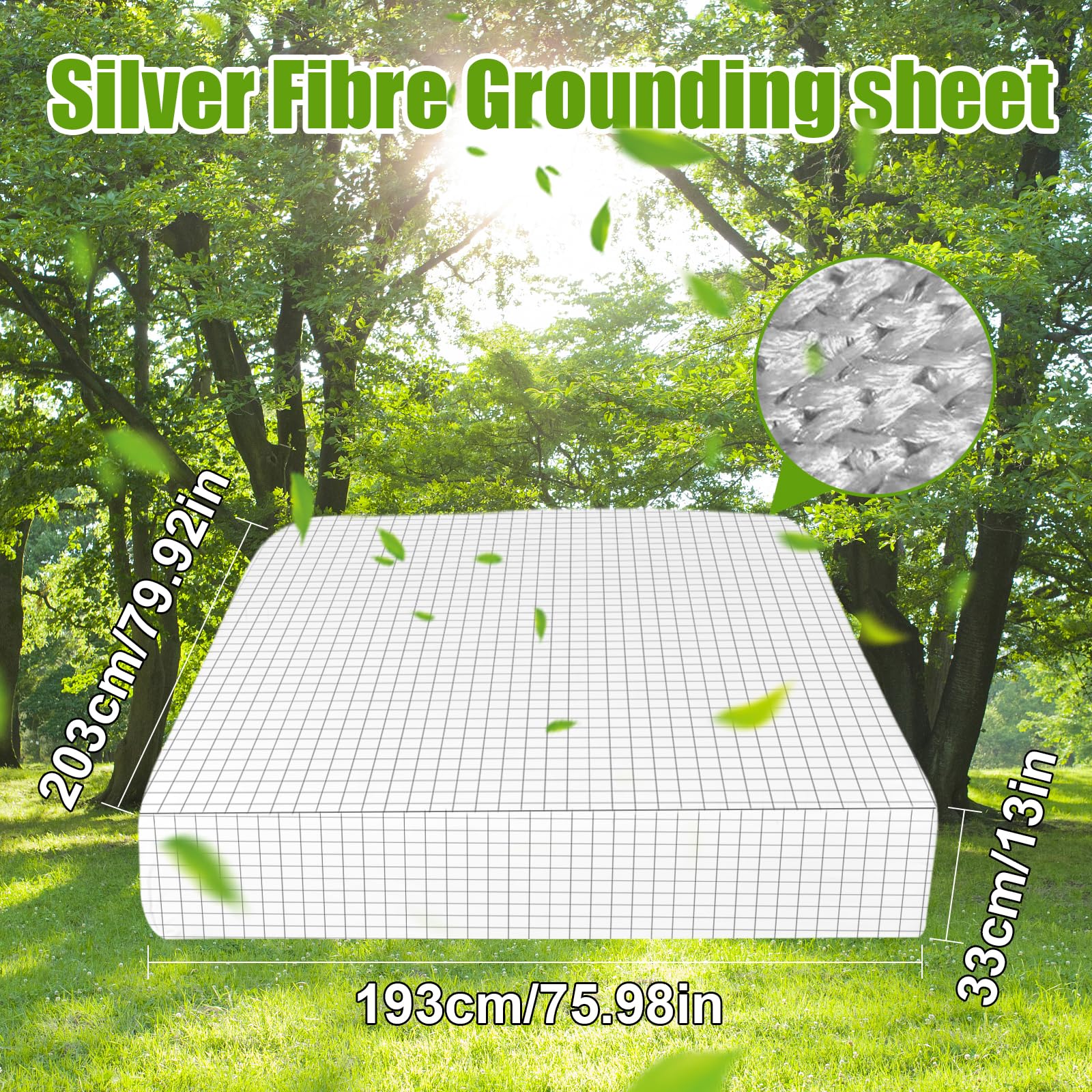 Lenzuolo con messa a terra, lenzuolo con messa a terra con 10% fibra d'argento e 90% cotone biologico, benessere naturale e tappetino energetico sano (bianco 193 x 203 x 33)