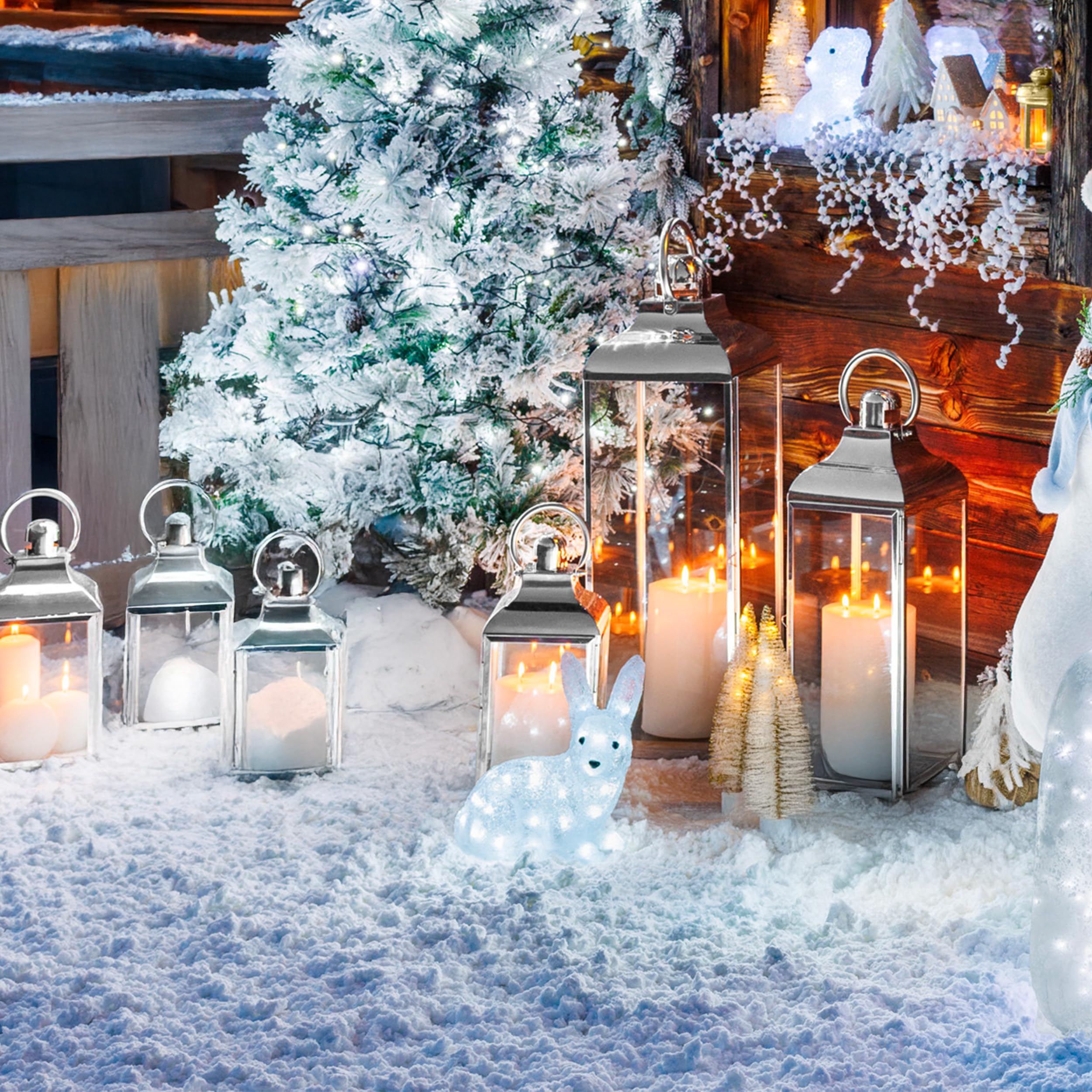 Décoration De Noël CANVAS à DEL En Fil Métallique, Lapin Arctique Blanc, 26 Po | Canadian Tire