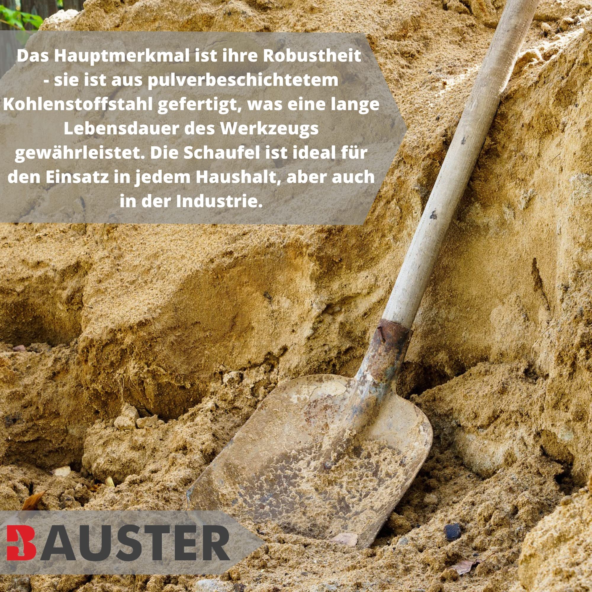 robuste Schaufel 280x230mm Stiel 100cm hochwertig Bauschaufel Stahlblech