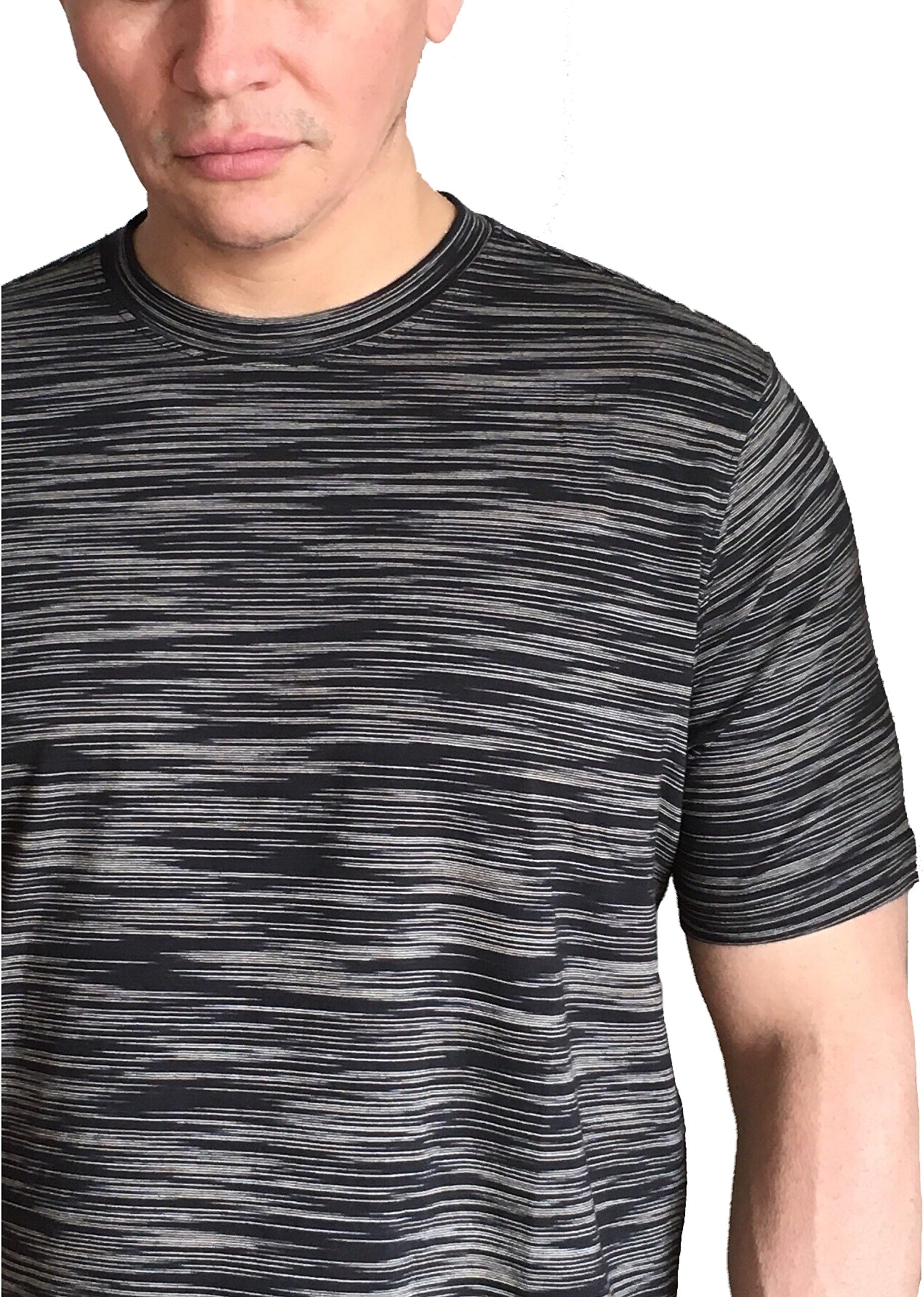 Men's Broken line Stripe Crew tee XLT Black