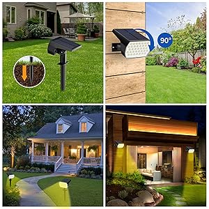 Ugecl Solar Spot Lights Outdoor - 74 LED 3 Lighting Modes 2-in-1 Solar Landscape Spotlights, IP65 Waterproof Outdoor Solar Lights for Yard Garden Pathway Outside Landscape - 4PK