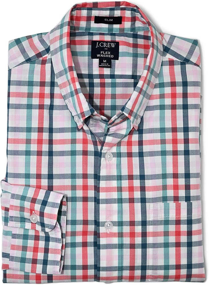 Dress Shirt J Crew Flex Shirt Mercantile Men's Slim-fit Long-Sleeve Plaid Shirt, Tranquil Surf Multi, Large Clothing, Shoes Accessories Dress Shirt J Crew Flex Shirt Mercantile Men's Slim-fit Long-Sleeve Plaid Shirt, Tranquil Surf Multi, Large Clothing, Shoes Accessories