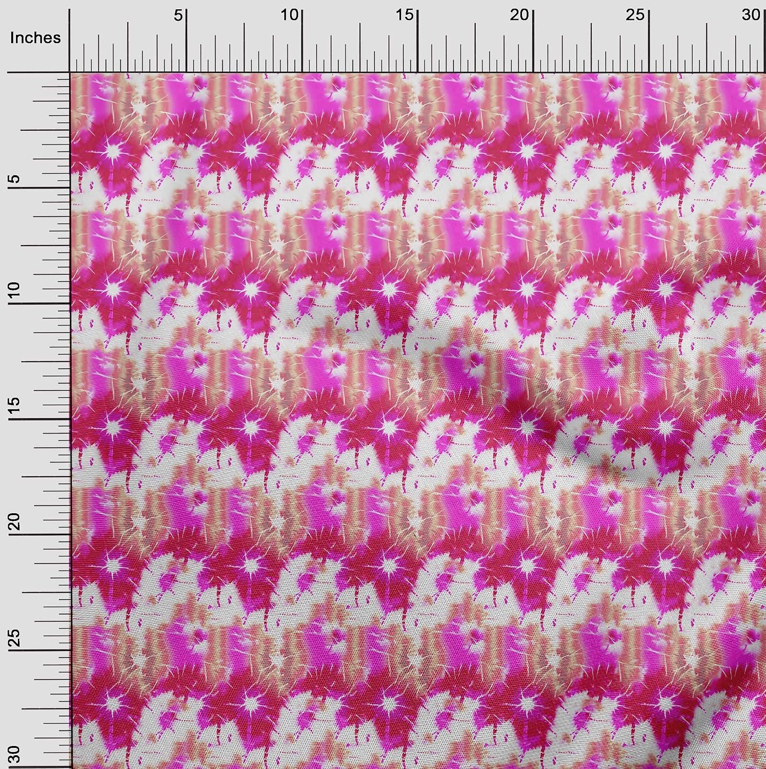 oneOone Georgette Viscose Rose Pink Fabric Tie Dye Fabric for Sewing Printed Craft Fabric By The Yard 42 Inch Wide-B6E
