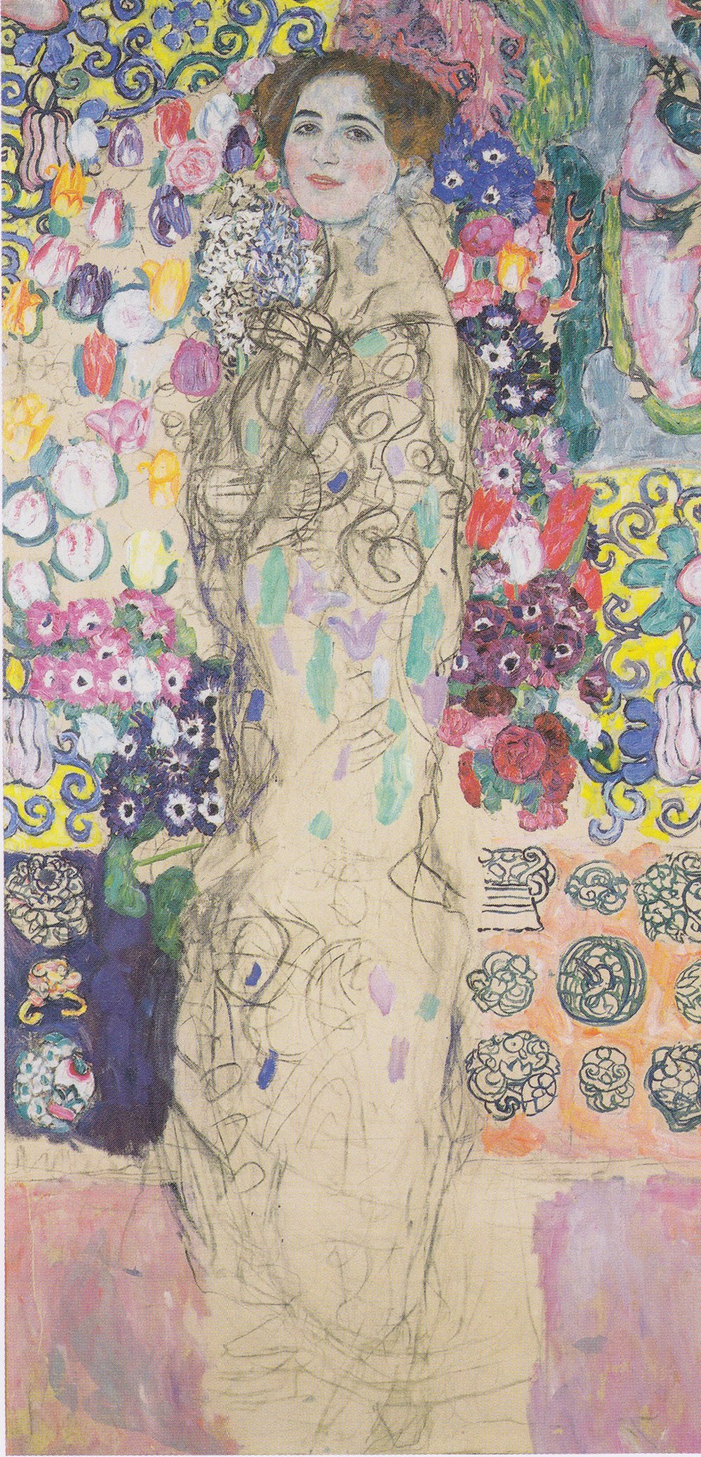 Impression Gustav Klimt Bildnis Ria Munk finition semi-gloss haut de gamme cadre noir