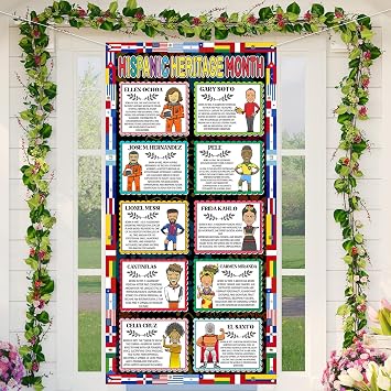 Rvsticty Hispanic Heritage Month Door Cover,Spanish Decoration for Home | Packing List1 pc Door Cover; Size71 x 35 inches; Material100% Polyester; Perfect for hanging on your house,front porch;