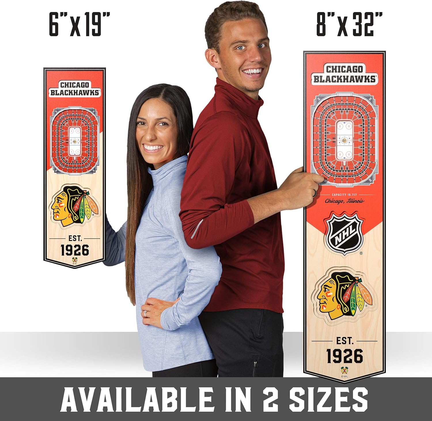 NHL Chicago Blackhawks - United Center 3D Banner, Team Colors, 6" x 19" : Sports & Outdoors