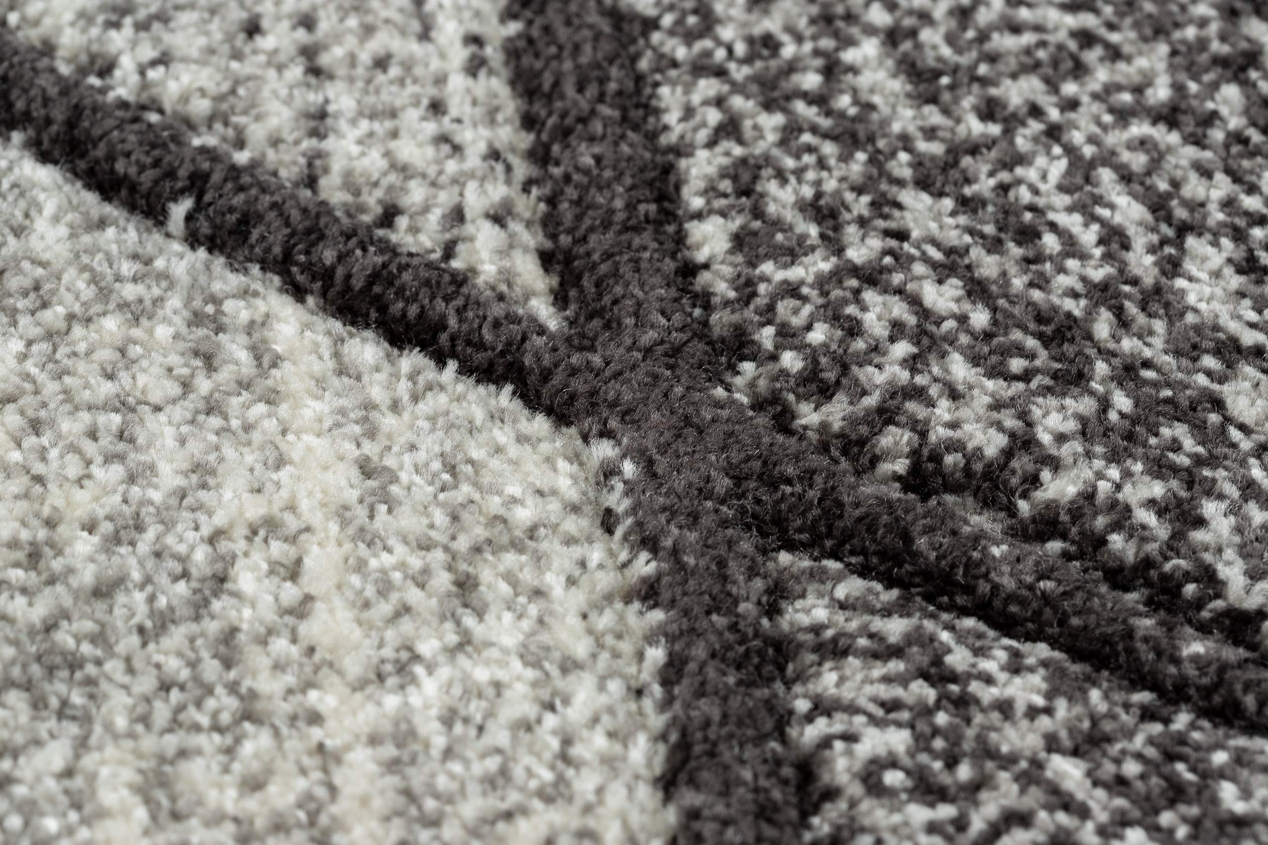 Tapis Feel Vagues Design Moderne, pour Chambre, Salon, Gris/Anthracite/crème 80x150 cm