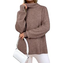 Arach&Cloz Womens Wool Blend Turtleneck Fall Winter Casual Ribbed Oversized Sweater Tops 2025