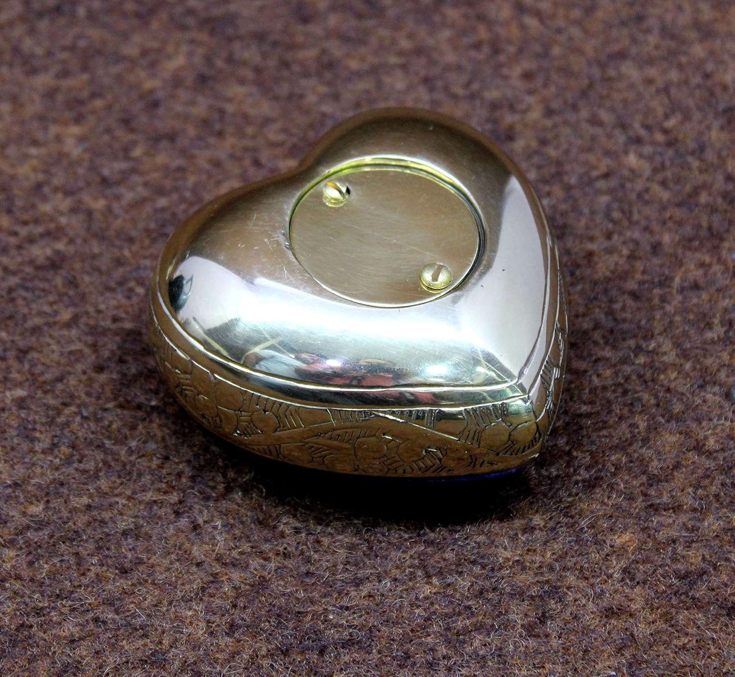 eSplanade Brass Mini Cremation Urn Heart-Shaped Keepsake Memorial Jar Pot Container | Small Urn for Funeral Ashes Burial | Stone Textured Keepsake with Stand | Blue - 2.75" Inches - Image 8