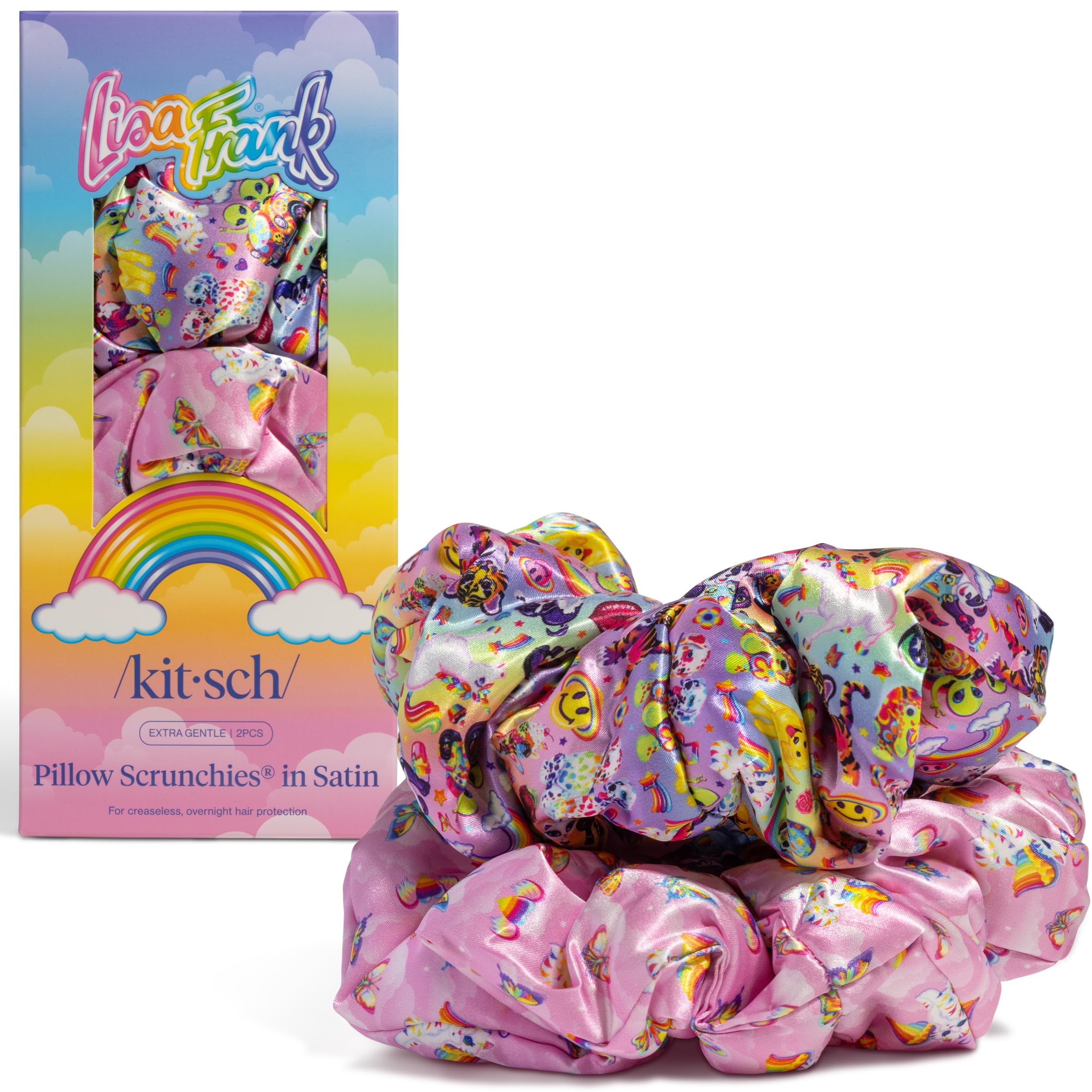 Amazon.com : Lisa Frank x Kitsch Pillow Satin Scrunchies for Women