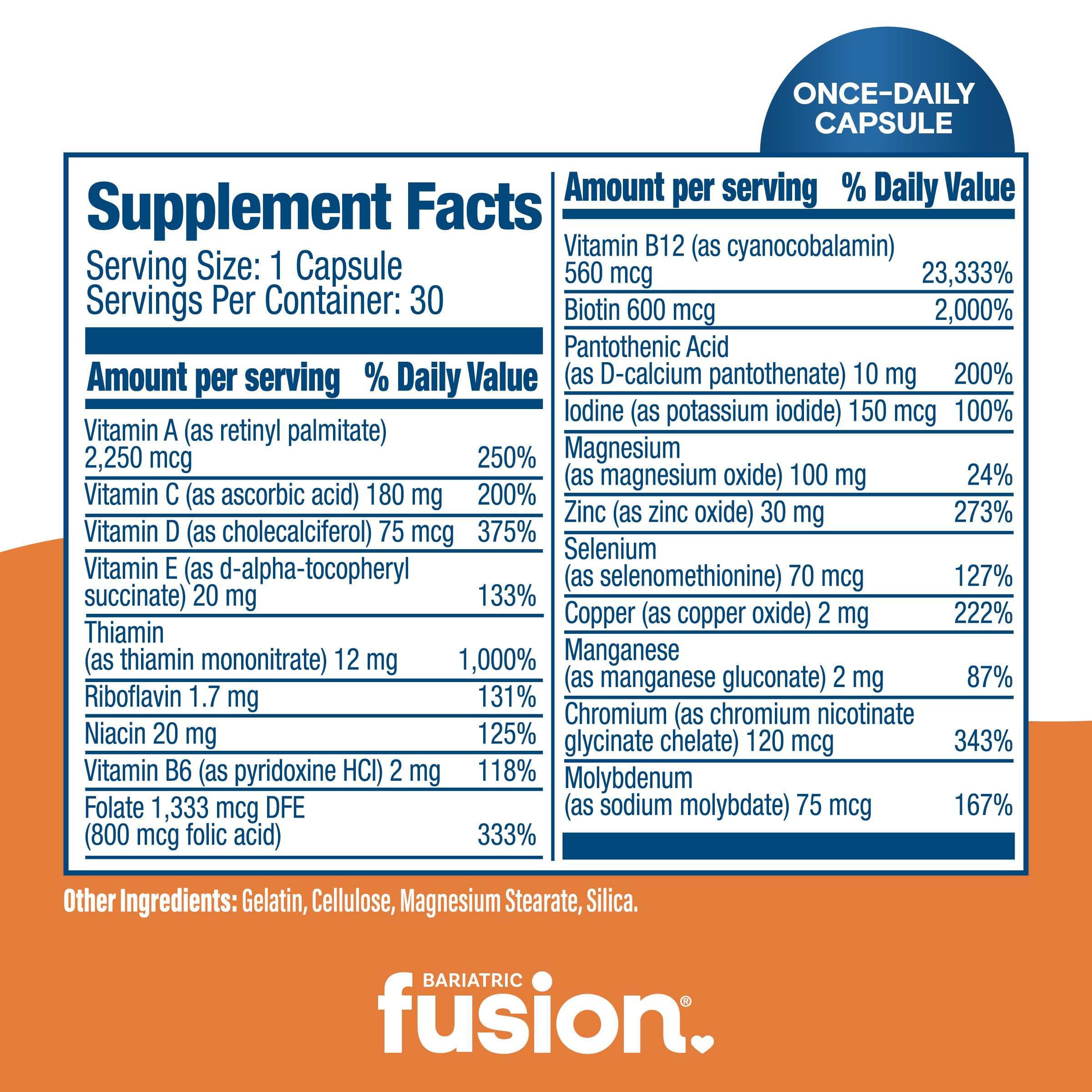 Bariatric Fusion Once Daily Bariatric Multivitamin Without Iron, 30 Caps — Amazon image 4