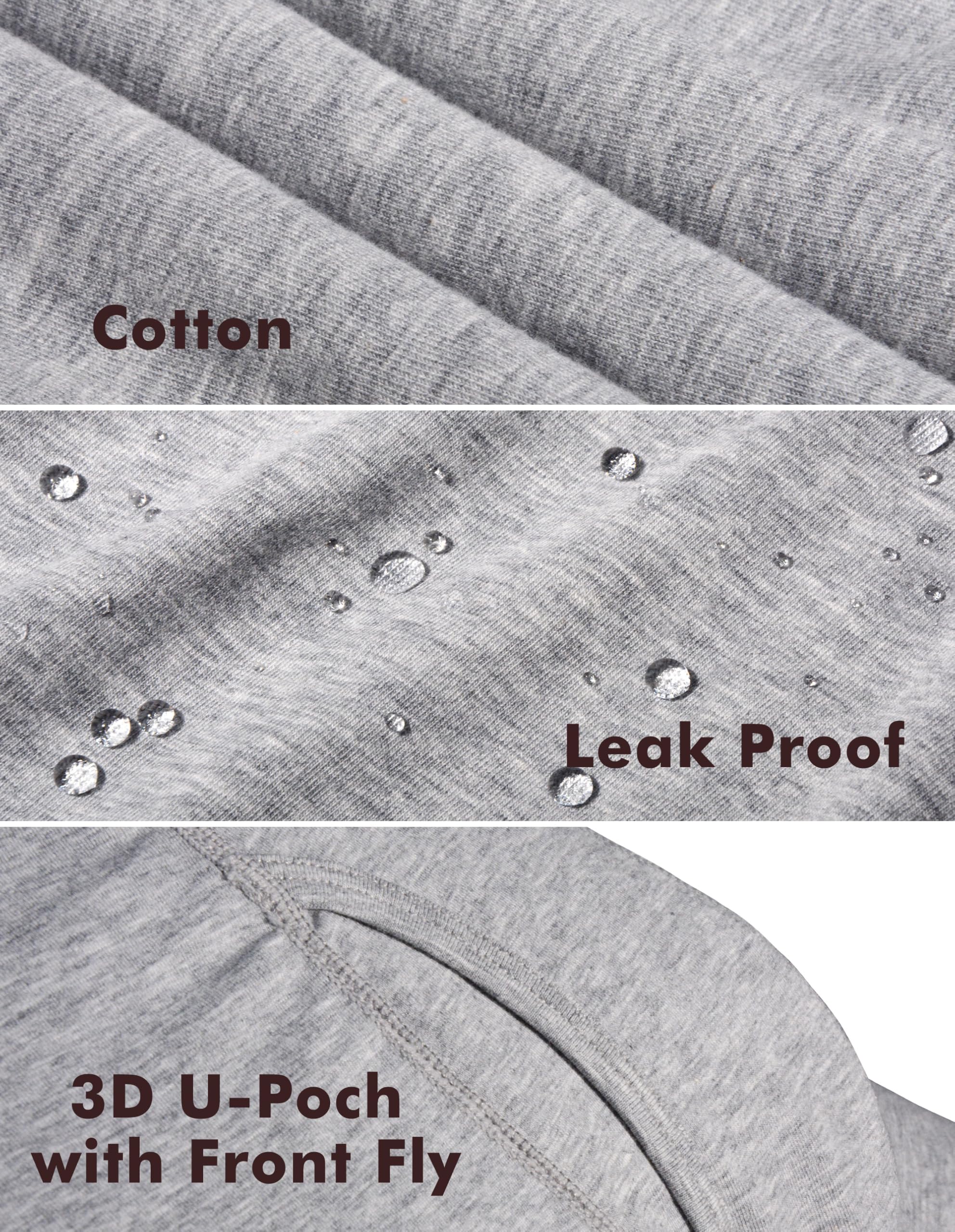AIRCUTE Calzoncillos tipo bóxer para incontinencia de orina para hombre, apertura frontal, absorbente, a prueba de fugas, 60 ml, paquete de 3