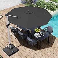 Paramondo 11FT Cantilever Patio Umbrella with 360° Rotation & Tilt - Grey Outdoor Shade for Garden, Pool, Backyard