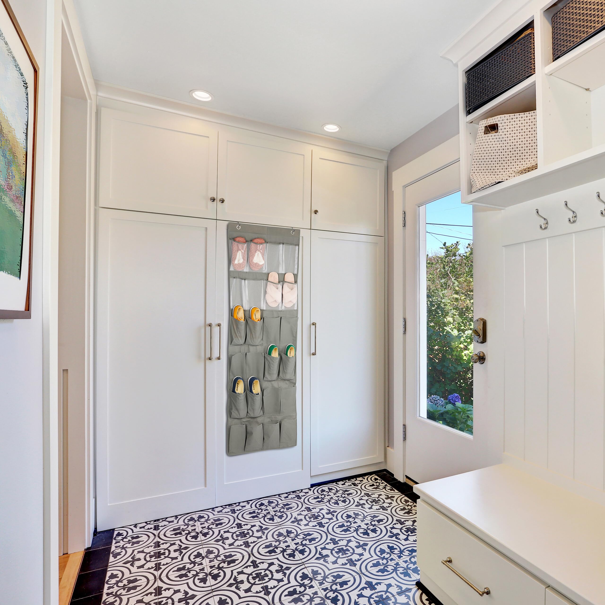 Organizador De Zapatos Whitmor - 24 Bolsillos, Microfibra, Lino Natural, Para Puerta