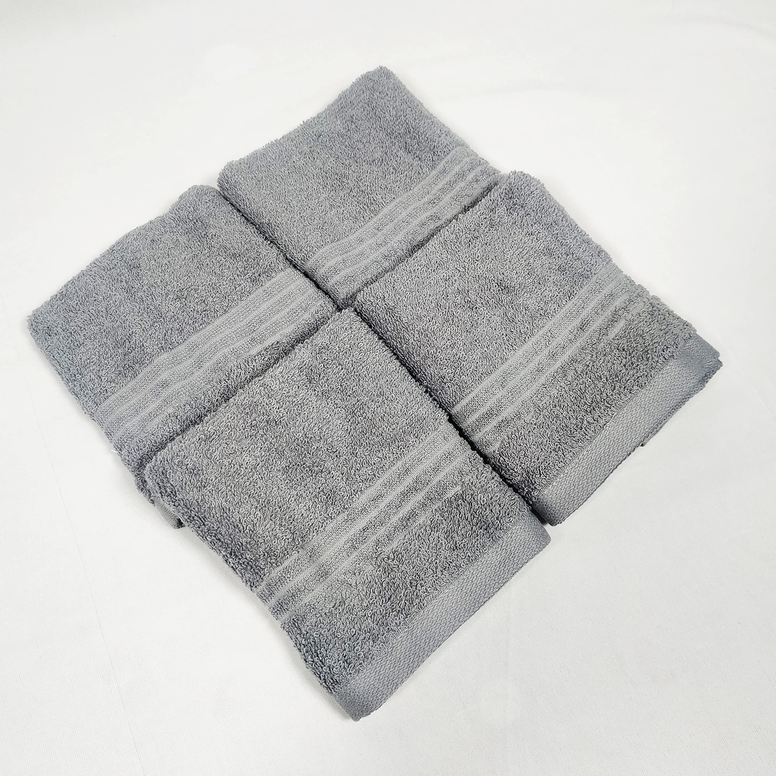 Luxelife Absorbent 100% Cotton Plain Face Towel | Towel for Bathroom ,Gym, Pool, Travel, Spa, Yoga, Lunch, Kitchen| -Pack of 4 -500 GSM (Grey Color)