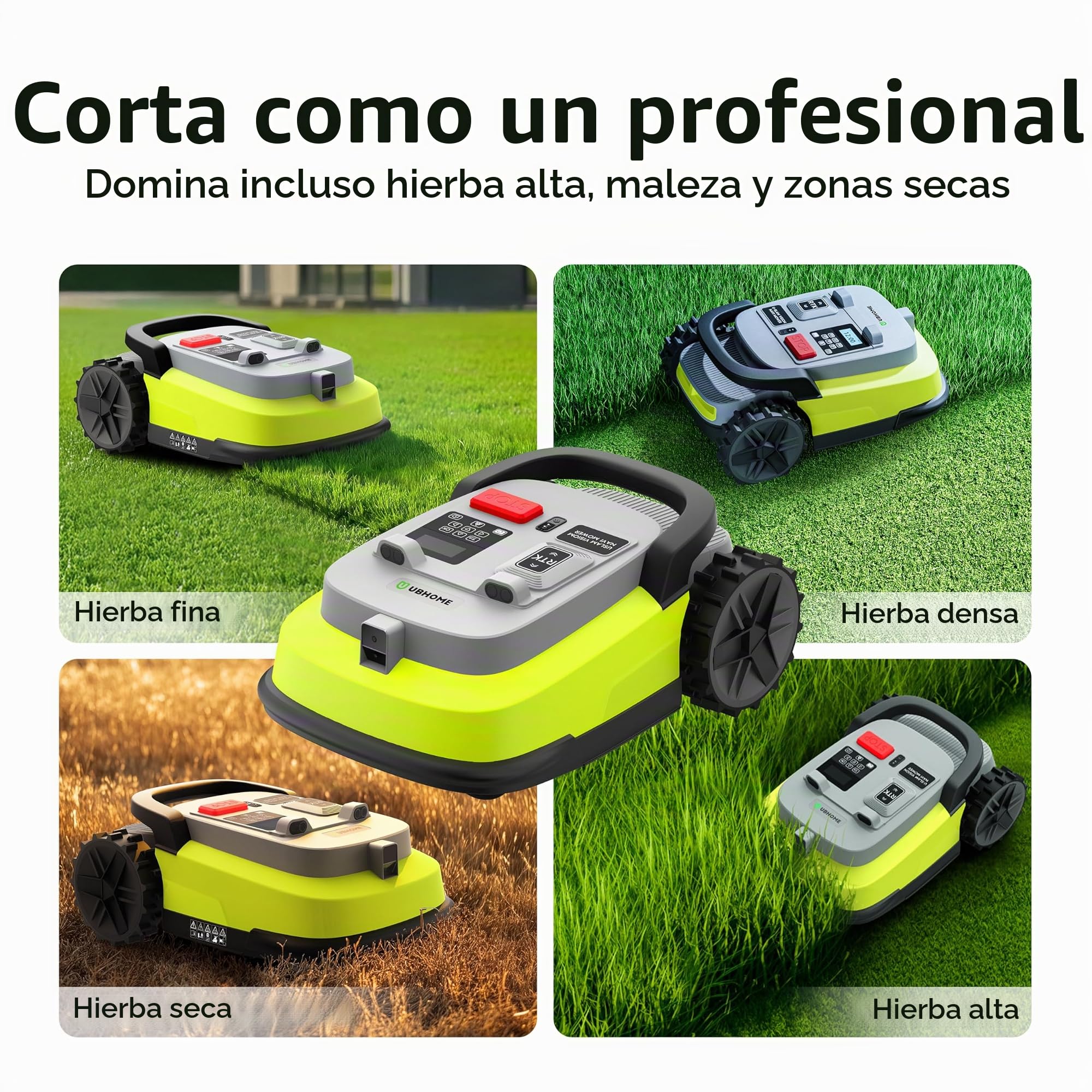 M10 Robot Cortacésped Perimetral sin Cables, Navegación Inteligente, para Jardines hasta 1000 m², Evitación de obstáculos, Control por aplicación, Pendiente del 55%