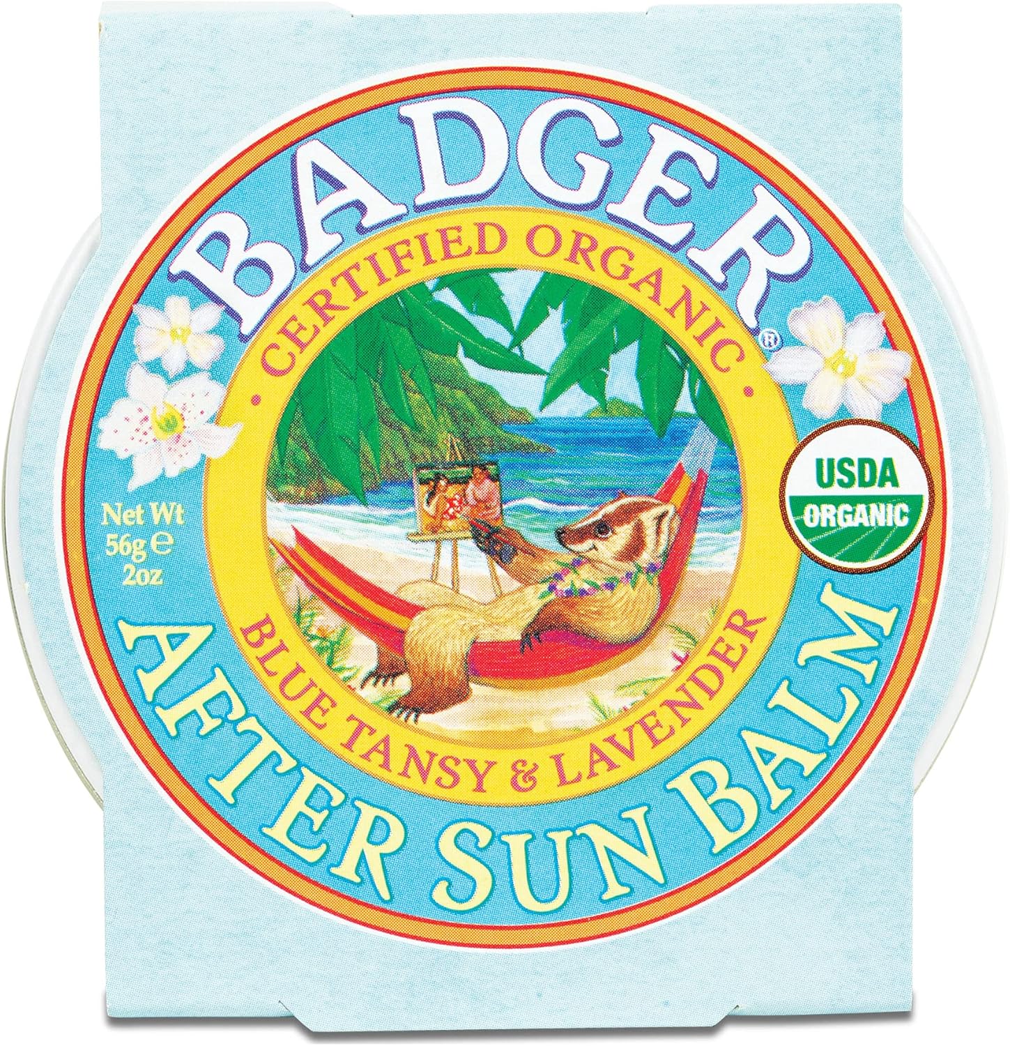 Badger - After Sun Balm, Blue Tansy & Lavender, Rescue Balm, Soothing & Cooling Balm for Tight Dry Skin After Sun Exposure, Certified Organic, 2 oz : Beauty & Personal Care