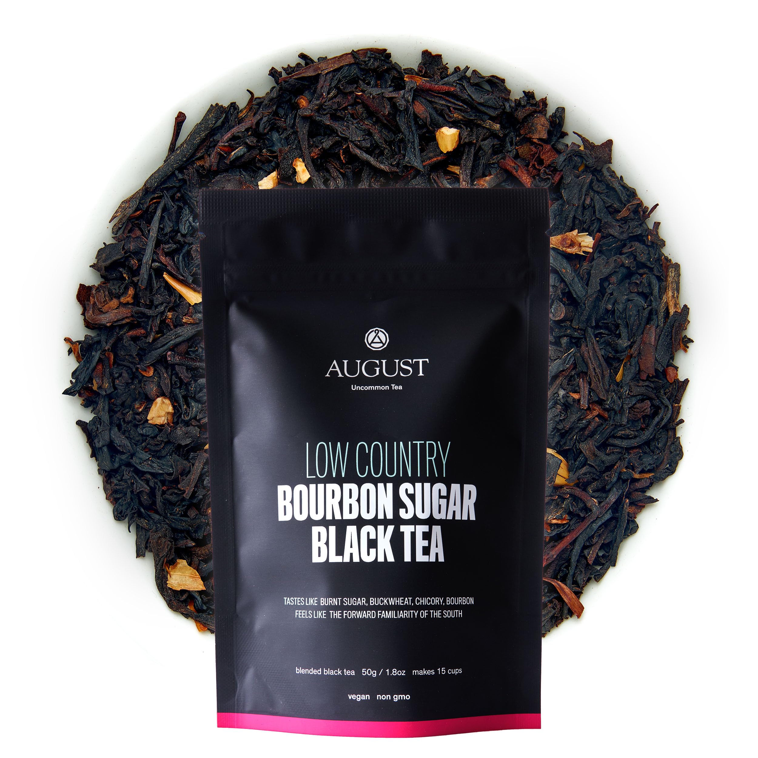 Sponsored Ad - August Uncommon Low Country Bourbon Sugar Black Tea – Bold Holiday Tea with Southern-Inspired Flavor – Vegan, Non-GMO, High Caffeine Blend in a Resealable Pouch (1.8oz)